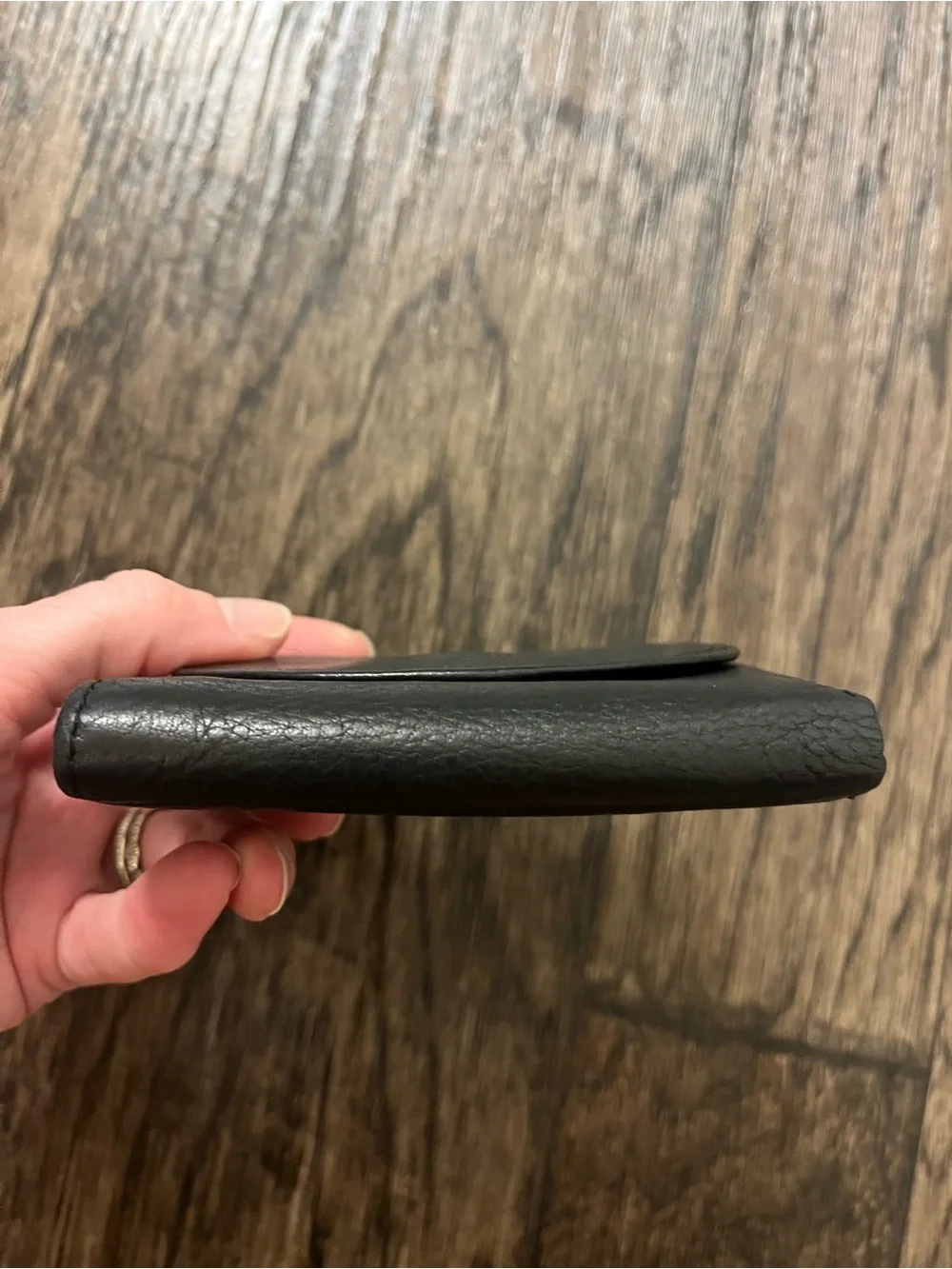 Fossil Black Leather Kiss-Lock Compact Wallet